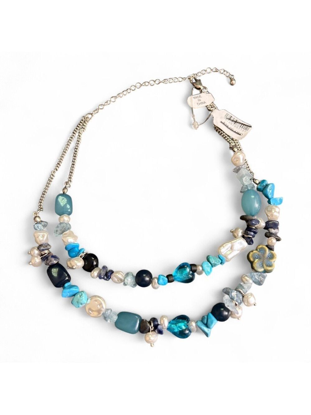 Free People Steal the Show Choker Necklace in Turquoise Tonal Blue NWT